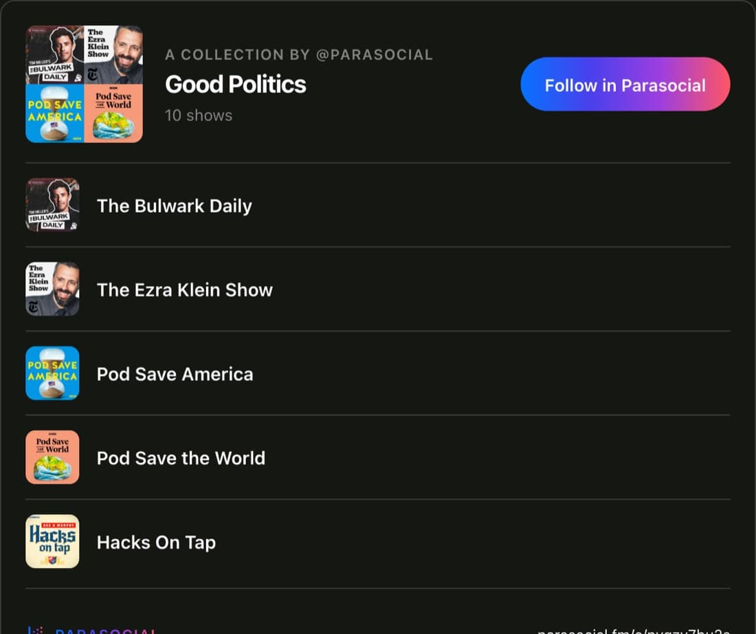 A Parasocial collection embedded on another site.