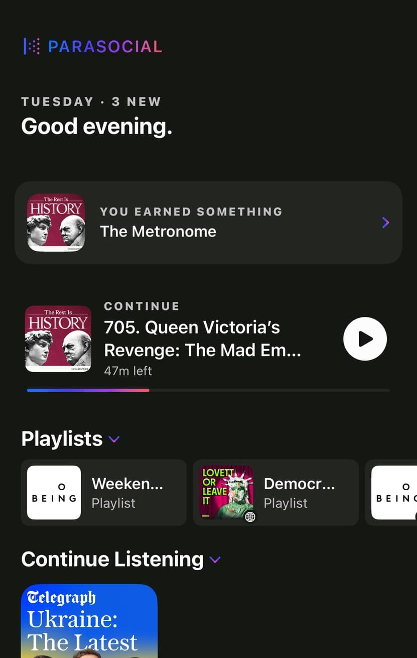 The Import screen in Parasocial, with Export from Spotify and Choose a File.